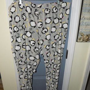 Holiday Time Plush Fleece Penguin Pajama Bottoms